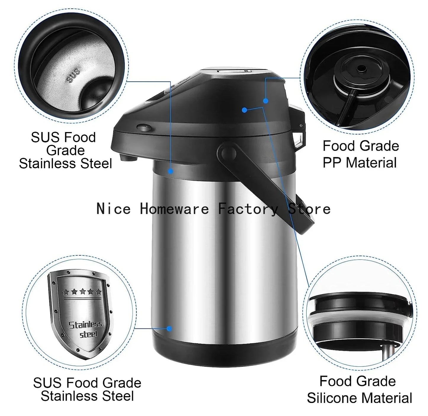 Stainless steel hot water bottle thermos vacuum insulation warm pot Inox Coffee Carafe Thermal Termo para mate carrafa termica