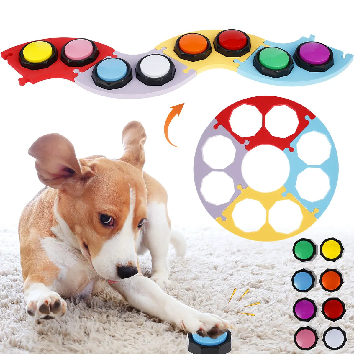 8Pcs Voice Recording Button Pet Toys Dog Buttons for Communication Training Buzzer Recordable Talking Button Intelligence Toy