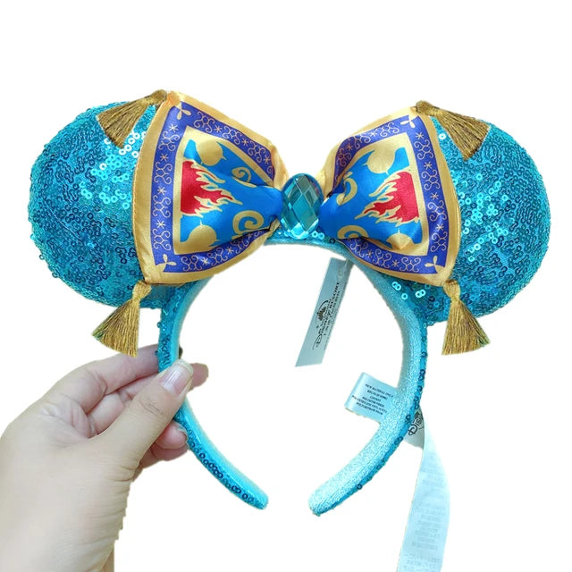 Diadema con orejas de Minnie y lazos grandes de Disney, ideal para disfraz de cosplay, de peluche, para adultos y niños. 