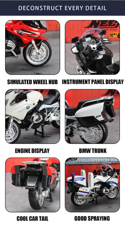 MSZ 1:18 BMW R1250 RT Police Motorcycle Alloy Model Static Die Casting Model Children's Toy Car Motorcycle Model Collection Gift