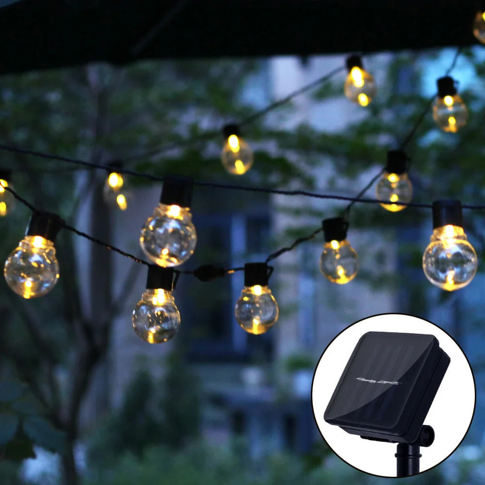 5/7/12m led globo solar luzes da corda de fadas guirlanda natal rua casamento lâmpadas ao ar livre para festa feriado jardim pátio