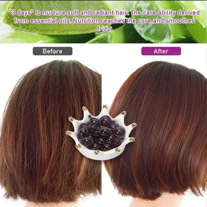 Cápsula de vitaminas para el cabello Aceite de queratina Restauración rápida Cuidado del cabello suave y brillante Nutrir Reparar el cabello dañado Tratamiento para la división Producto