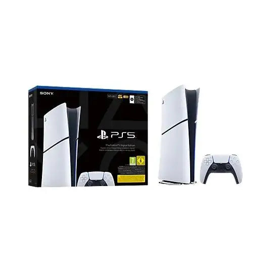 The PlayStation 5 Slim Digital Chassis E 825GB offers a compact design with an 825GB SSD for ultra-fast loading, immersive 4K gaming, and advanced features like ray tracing and 3D audio, perfect for retro game console enthusiasts.