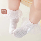 Calcetines bonitos de encaje con flores de malla para bebé recién nacido, Calcetines de algodón para niña, Calcetines transparentes antideslizantes, Calcetines Skarpetki Socken