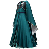 Frozen Green Anna Princess Girls Cosplay Costume Full Long Sleeve Dress With Cloak Carnival Party Kids Clothes Birthday Dress