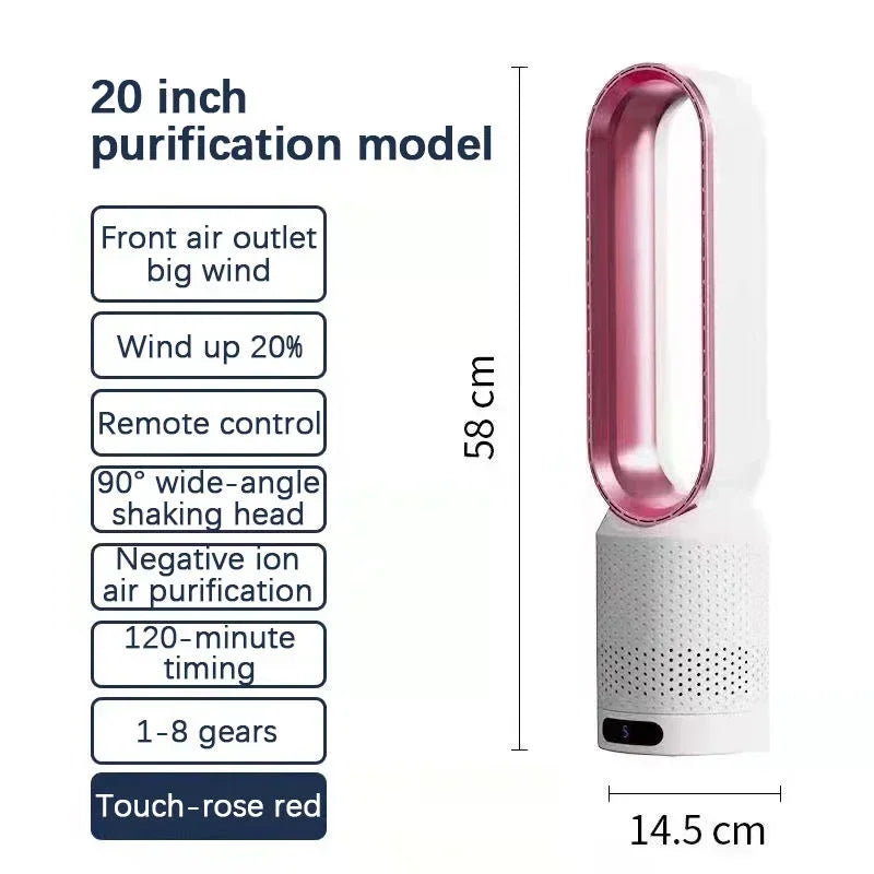 2024 New Bladeless Fan Electric Cooling Air Tower Fans With Remote Control Intelligent Low Noise 16 Inch Stand Floor Dropship