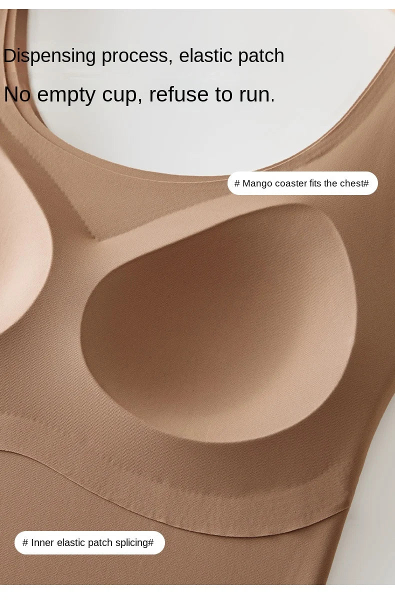 2 piezas/lote de camiseta sin mangas de seda sin costuras con almohadilla fija en el pecho para mujer, camisola sin mangas, ropa interior exterior, camisola de verano de alta elasticidad
