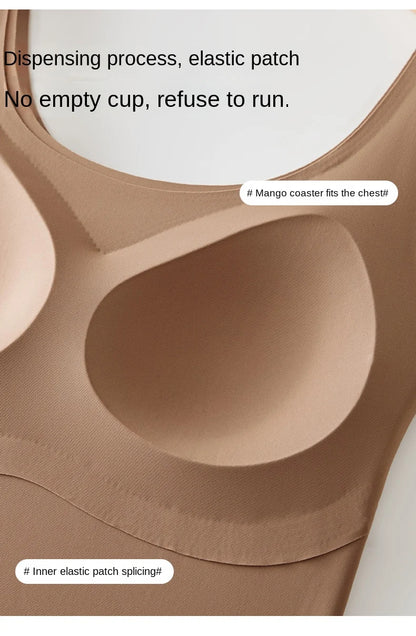 2 piezas/lote de camiseta sin mangas de seda sin costuras con almohadilla fija en el pecho para mujer, camisola sin mangas, ropa interior exterior, camisola de verano de alta elasticidad
