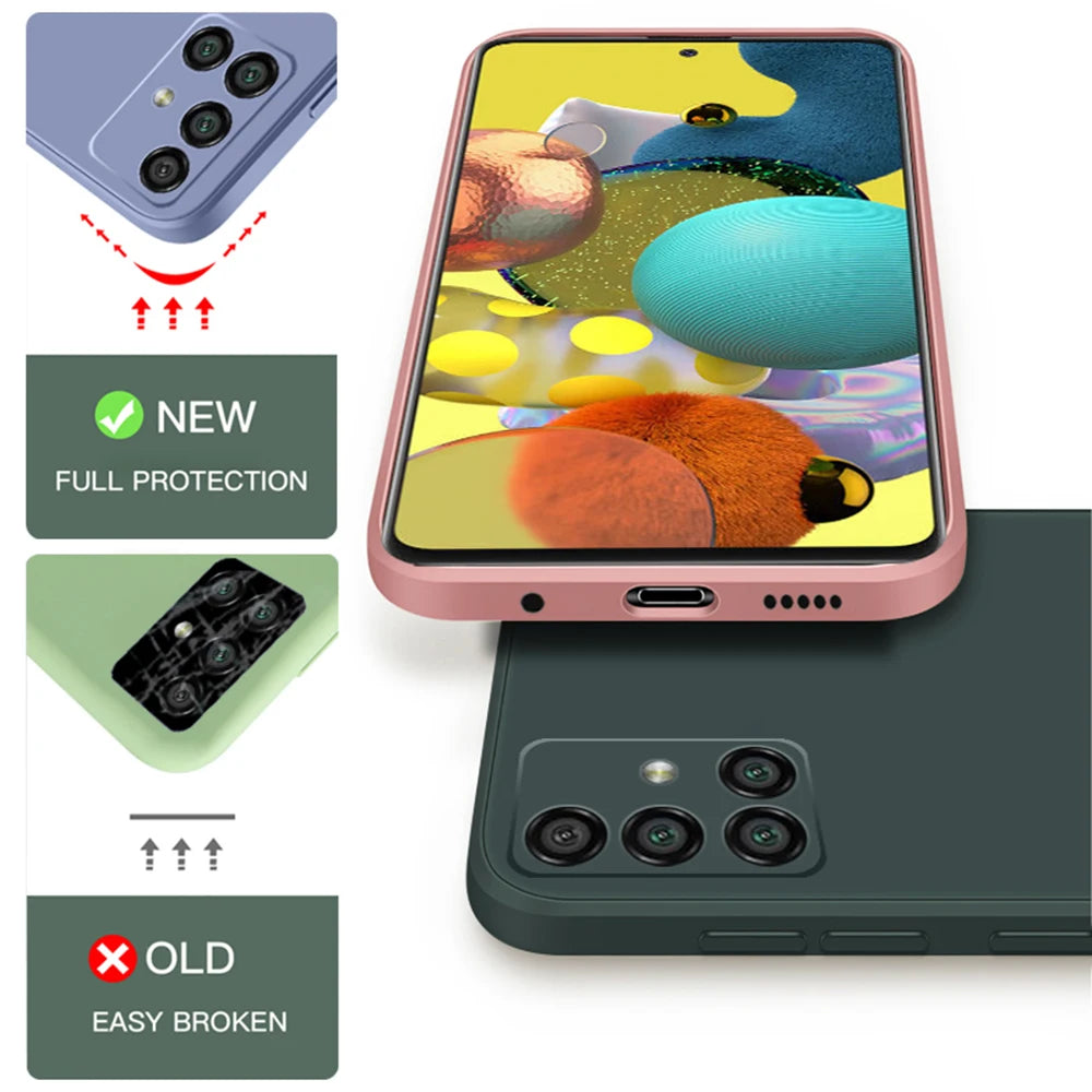 Funda Square Phone Case for Samsung Galaxy A30S A50 A50S Liquid Silicone Fundas Camera Protective Back Cover Case