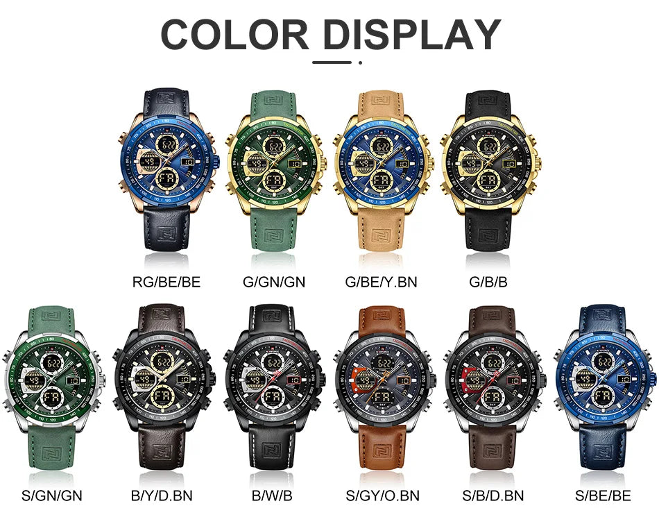 New NAVIFORCE Watches for Men Leather Men's Military Sport Waterproof Watch Quartz Wristwatch Chronograph Male Clock
