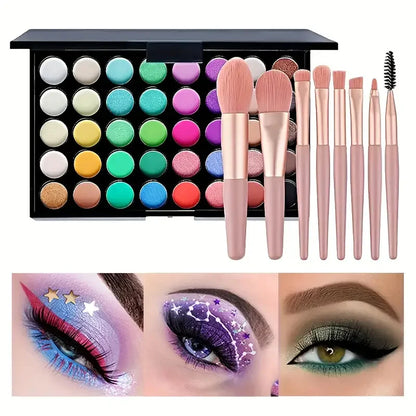 Paleta de Sombras Glitter para Mulheres Matte, Impermeável, Duradoura, Pó Prensado, Kit Maquiagem dos Olhos, Cosméticos de Moda, 40 Cores