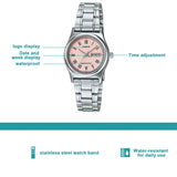 Relógio feminino Casio elegance quartzo - aço inoxidável  calendário duplo resistente a agua 30m