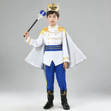 Boy's King Prince Cosplay Costume Prince Crown Scepter Cloak Royalty Suit Halloween Birthday Carnival Costumes Fancy Dress Up