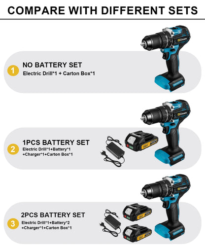 Gisam 65N.m 13MM 35+3 Torque Brushless Electric Impact Drill Cordless Electric Screwdriver Power Tool For Makita 18V Battery Pin