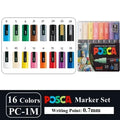 16pcs Japan UNI POSCA Markers Set Acrylic Graffiti Drawing Permanent Waterproof Children's Drawing PC-3M/1M/5M Art Supplies