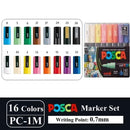 16pcs Japan UNI POSCA Markers Set Acrylic Graffiti Drawing Permanent Waterproof Children's Drawing PC-3M/1M/5M Art Supplies