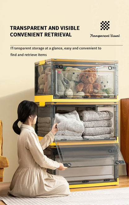 1pc Foldable Storage Trunk Open Storage Box Transparent Storage Box Home Wardrobe Clothes Organizer Large Capacity Clear Plastic