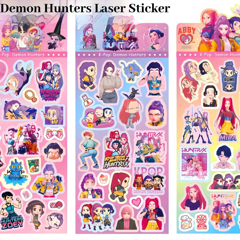 KPOP Demon Hunters Guka Devil Men's Group Anime Laser Cut Sticker for Office Stationery And School Supplies Decoration