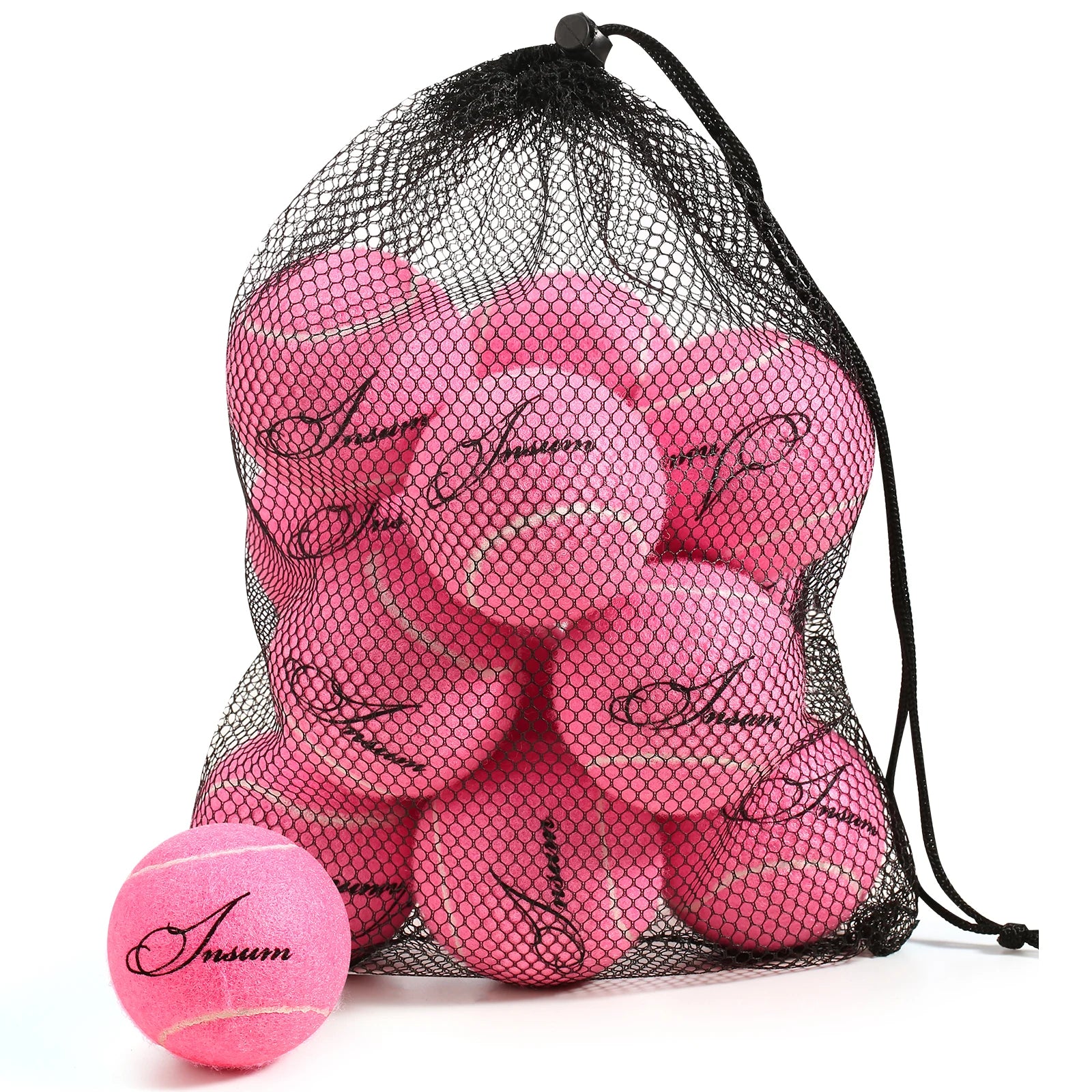 12pcs Tennis Balls with Mesh Carry Bag Practice Ball High Elasticity Pet Dog Playing Balls Outdoor Training Sports Rubber Tennis