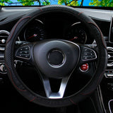PU Carbon Fiber Leather Car Steering Wheel Cover without Inner Ring Suitable for 14.5-15 Inches Auto Supplies