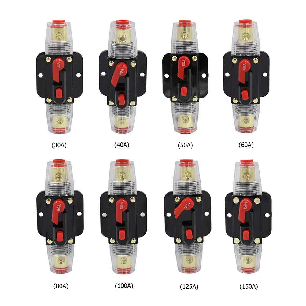 Suporte de fusível de proteção curta reajustável para carro e caminhão, disjuntor, 20A, 30A, 40A, 50A, 60A, 80A, 100A, 125A, 150A