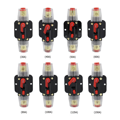Suporte de fusível de proteção curta reajustável para carro e caminhão, disjuntor, 20A, 30A, 40A, 50A, 60A, 80A, 100A, 125A, 150A