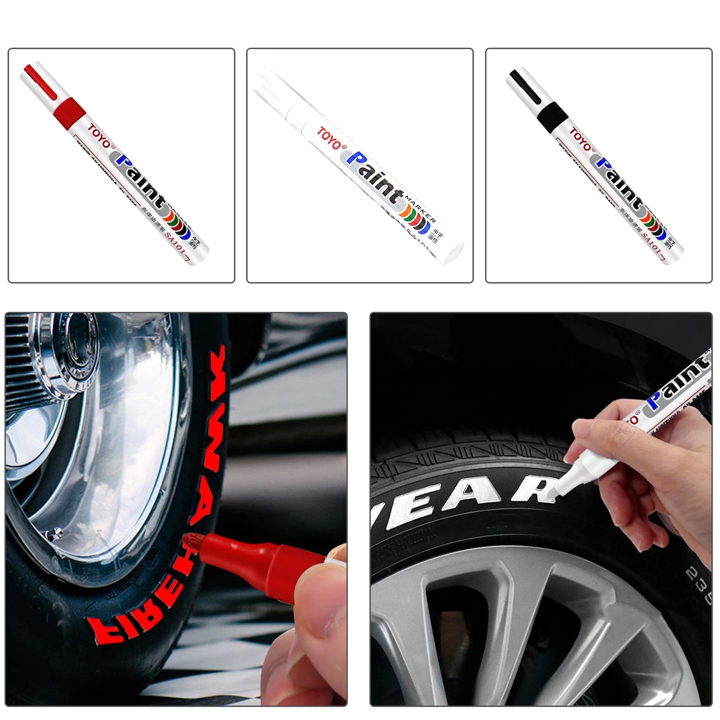 Marcador impermeável do pneu de carro, Caneta de pintura, DIY Art ferramenta de desenho para BMW E46, E49, F30, F80, E36, E46, E93, E92, F34, F31, Z4