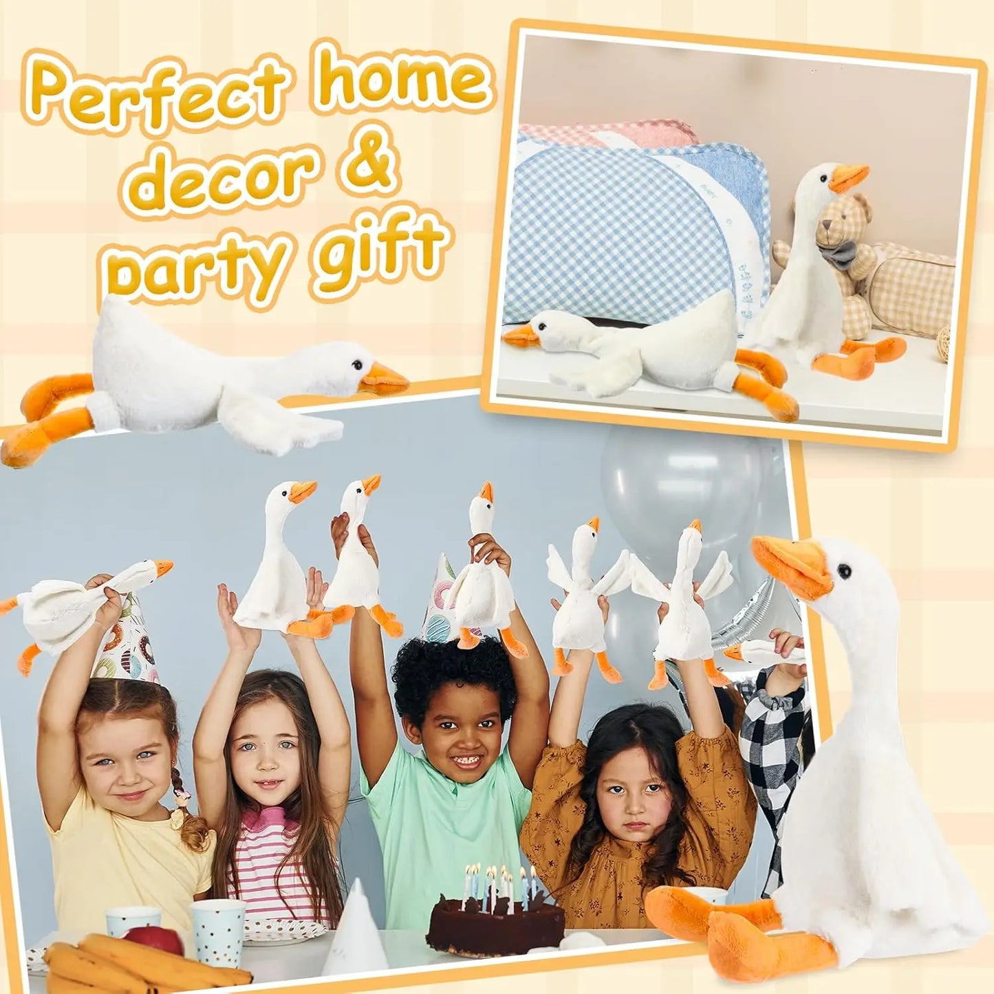 6/16PCS One Silly Goose Party Favors Stuffed Animal Plush Toy Baby Shower Birthday Party Gifts (Size:25CM)