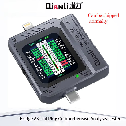 Detector de enchufe trasero de teléfono móvil QIANLI iBridge A3 Compatible con dispositivos con interfaz Lightning y Tipo-C para iPhone HUAWEI Samsung XM