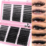 GROINNEYA – Kits de Cílios em Tufo (510 unidades), Curvatura D, 6 Estilos, Tamanhos 8-16mm – Cílios Individuais com Efeito Leve e Natural, Cílios Postiços Macios e Extensões de Cílios