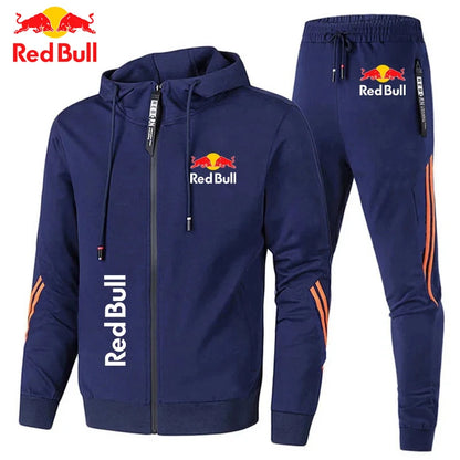 2025Red Bull Logo Men's Hoodie Set 2-piece New Red Bull Printed Jacket Men's Fashion Casual Simple Hoodie Stormtrooper Coat Red