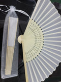 24 /70pcs  Personalized Engraved White Folding Elegant Silk Hand Fan with Gift bag Wedding & Party