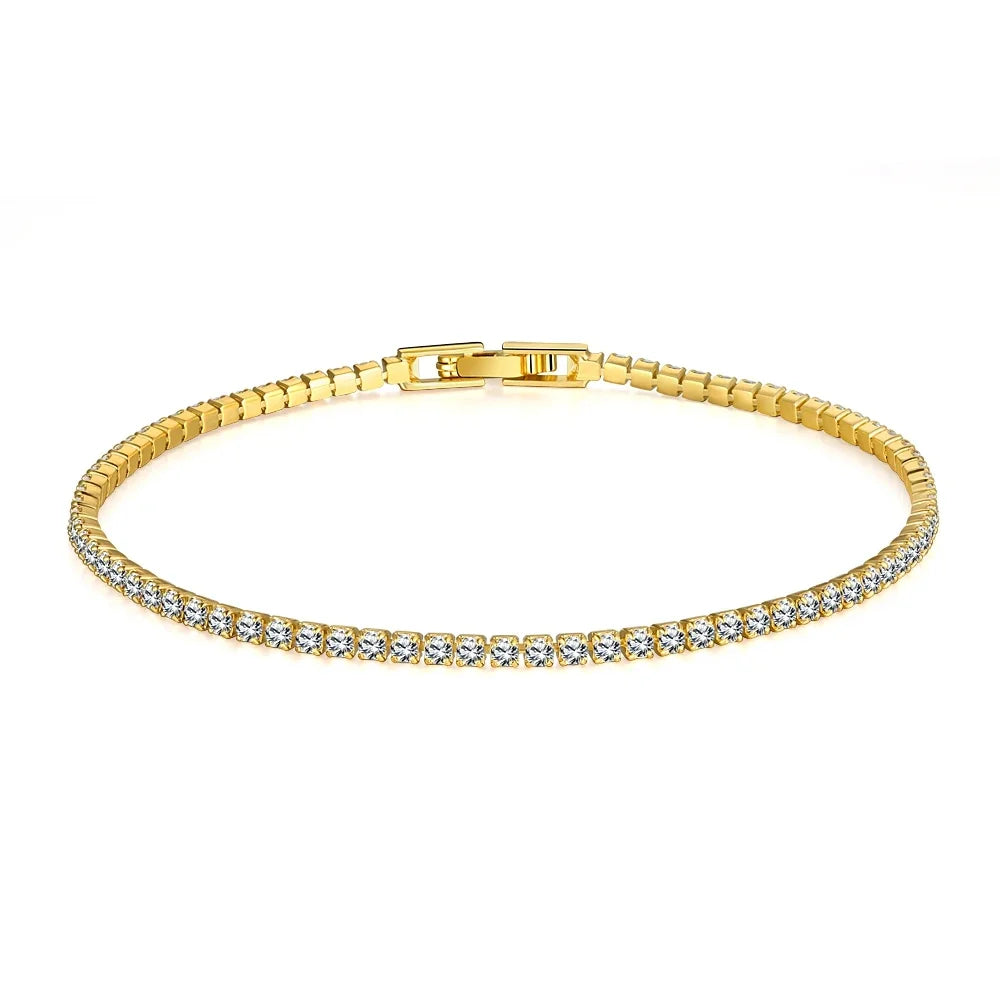 Pulsera de tenis de 16 cm a 19 cm con circonitas de 2 mm, regalo de aniversario, joyería de plata de ley 925 auténtica.