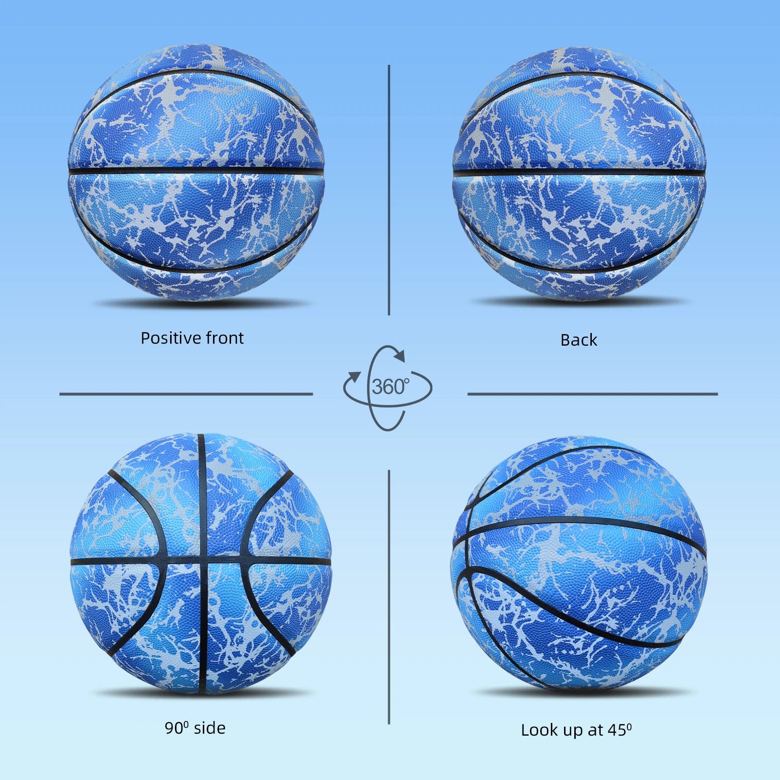 Glow Reflective Basketball Adult & Children Youth Wear-resistant Luminous Basketball Size 7/6/5 PU Soft Leather Game Training Ball