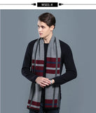 Designer Brand Plaid Men's Cashmere Scarf Winter Warm Scarves Shawls Casual Business Long Wraps Pashmina Christmas Gift for Man