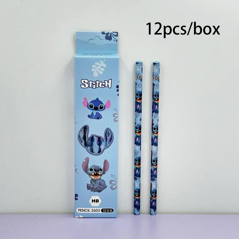 12pcs/30pcs Anime Pencil Lilo&Stitch Series Kids Stationery Pen School Supplies Cute Pencil Sharpener Toys Birthday Gifts