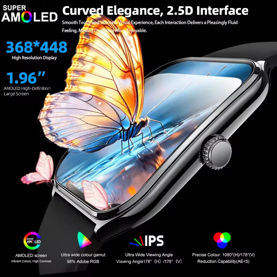 New For OPPO Ultra Thin Smart Watch Men Woman 1.96" HD AMOLED 70+Sports Mode Health Monitor Bluetooth Call Waterproof Smartwatch