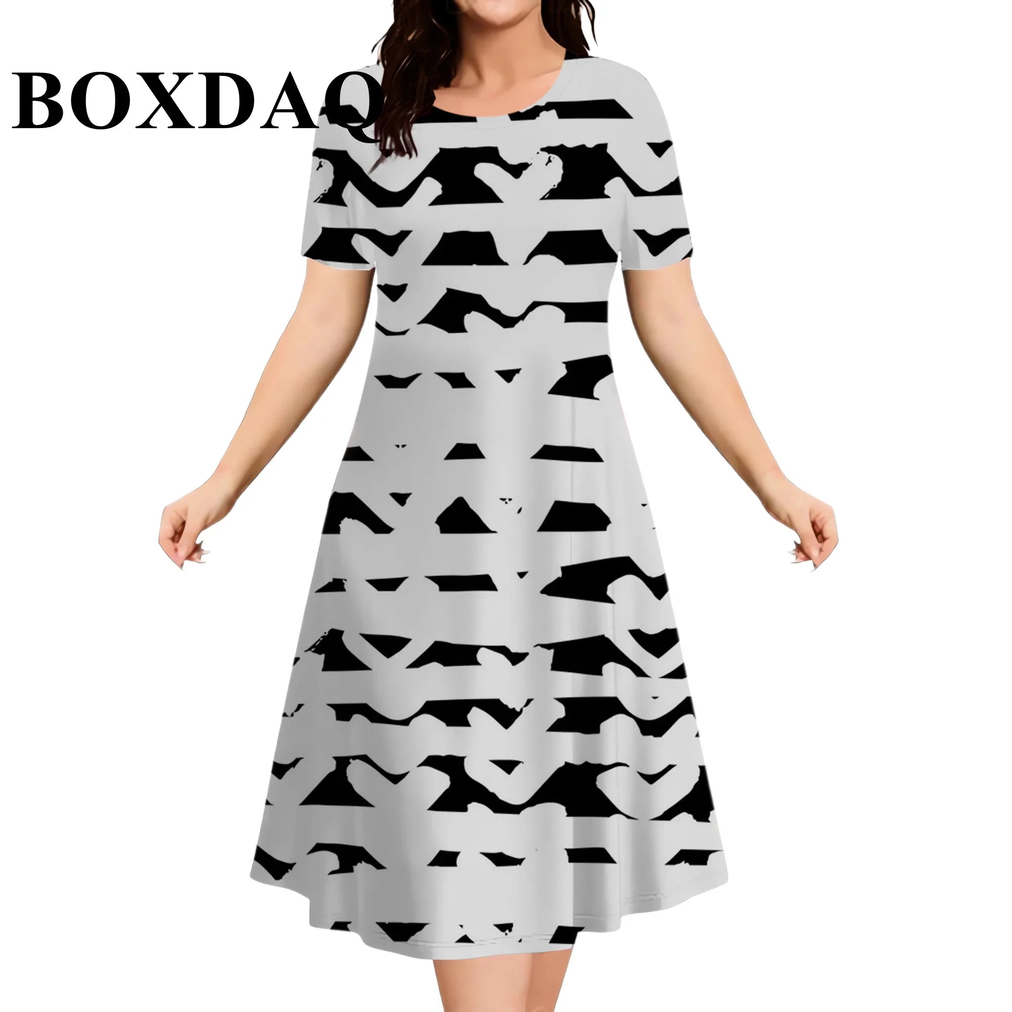 9XL Plus Size Short Sleeve Dresses For Women 2026 Fashion Summer Dot 3D Print Round Neck Dress Female Casual Oversized Clothing