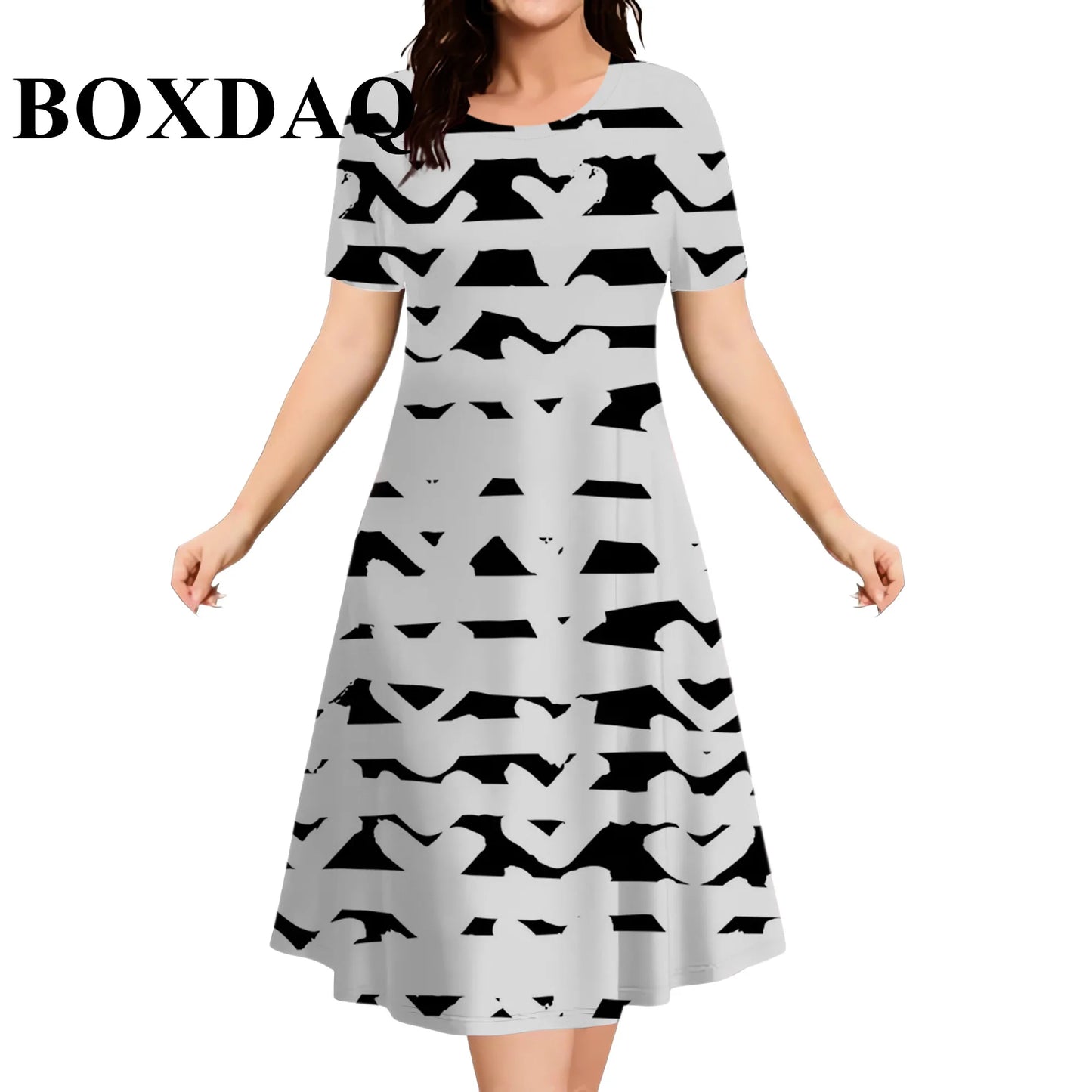 9XL Plus Size Short Sleeve Dresses For Women 2026 Fashion Summer Dot 3D Print Round Neck Dress Female Casual Oversized Clothing