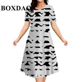 9XL Plus Size Short Sleeve Dresses For Women 2026 Fashion Summer Dot 3D Print Round Neck Dress Female Casual Oversized Clothing
