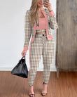Conjunto de camisola de manga comprida e calça fina feminina, moda feminina, streetwear, tendência, primavera, outono, novo, 3 peças