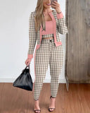 Conjunto de camisola de manga comprida e calça fina feminina, moda feminina, streetwear, tendência, primavera, outono, novo, 3 peças