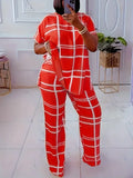 Women's Striped Grid 2 Piece Set Casual O-Neck Oversized Comfortable New Fashion Elements Spring Autumn 