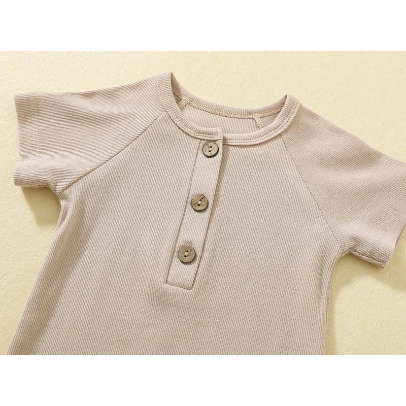 Pelele de verano para bebé, pijama fino de manga corta, mono acanalado, ropa de punto elástica, mono para niña