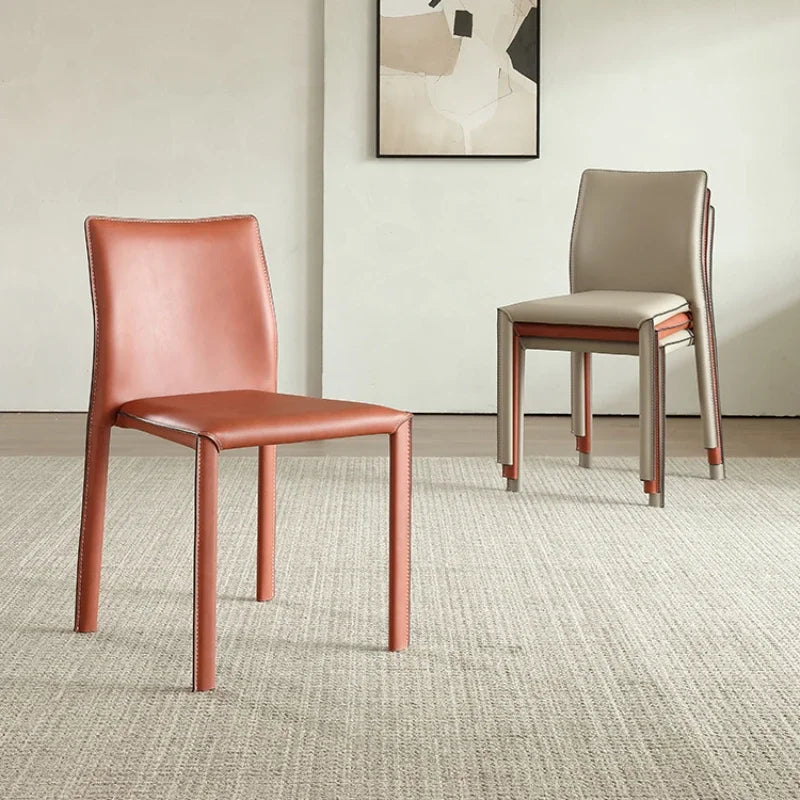 Stackable Household Dining Chairs Italian Style Minimalism Light Luxury Dining Chairs Makeup Backrest Cadeira Home Furniture