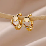 Heart Stainless Steel Earrings for Women Zircon Gold Color Hoop Earring Aesthetic Waterproof Ear Piercing Jewelry Accessories