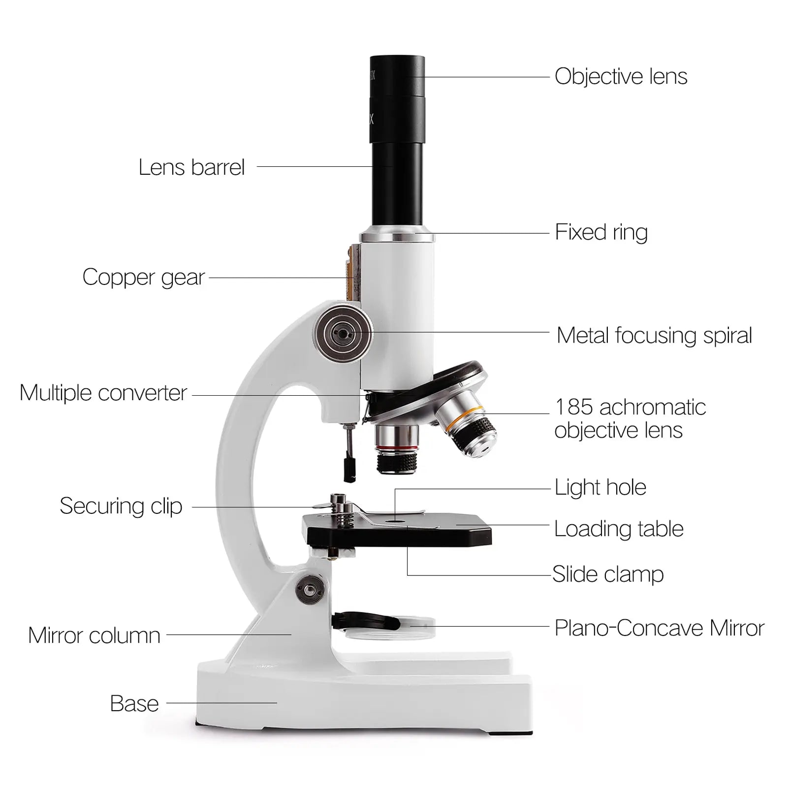 Microscopio óptico monocular 64X-2400X para niños de primaria, ciencias, biología experimental, microscopio digital