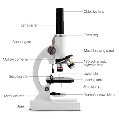 64X-2400X Monocular Optical Microscope Elementary School Children Science Experimental Biology Microscope Digital Microscope