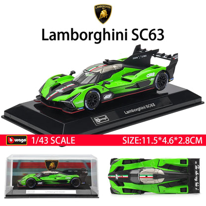 Bburago 1:43 Toyota GR Yaris Porsche Lamborghini SC63 Alloy Luxury Vehicle Diecast Pull Back Cars Model Toy Collection Gift