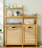 Laundry Hamper Bathroom Rack High-capacity Bamboo Laundry Baskets With Shelf With Tilt Out Basket Wooden Storage Hamper Racks